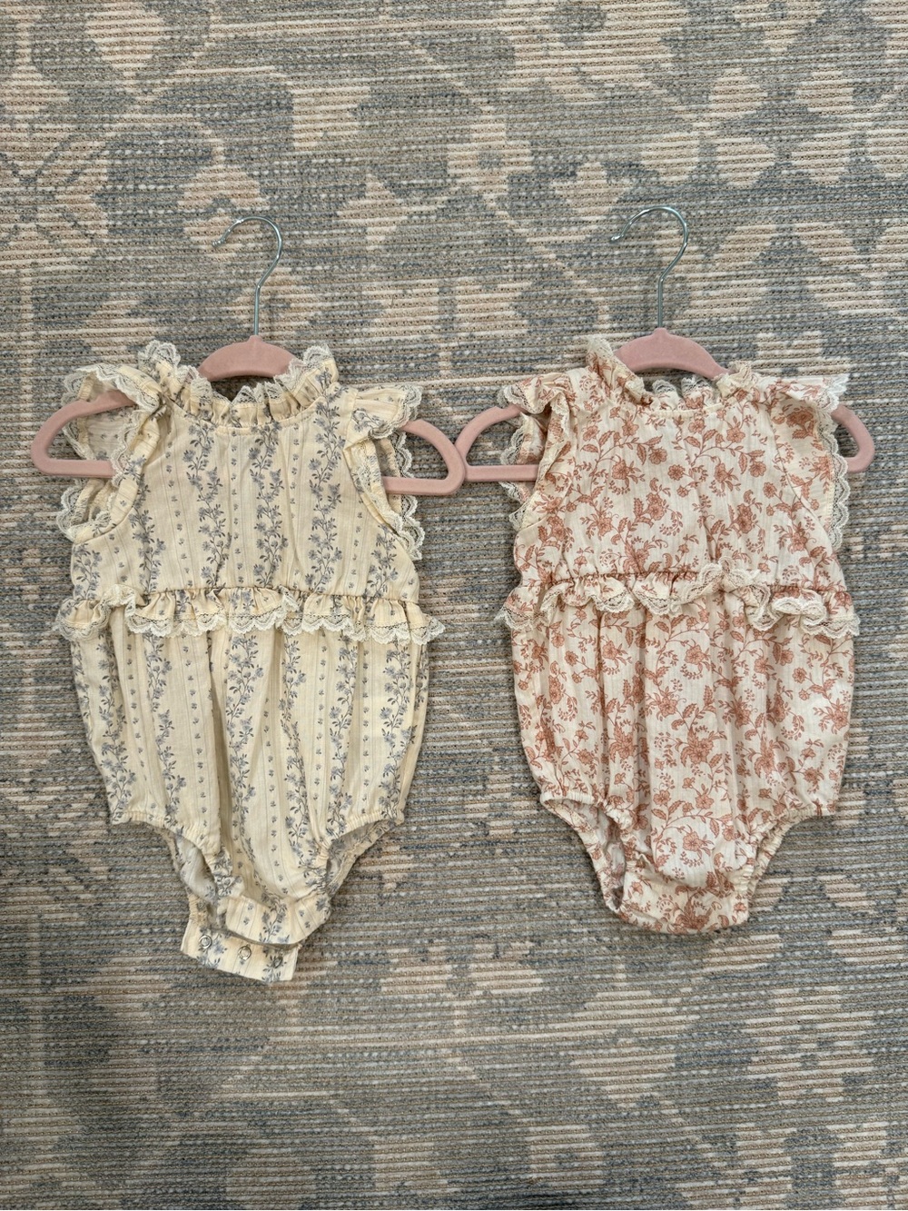 Noralee Baby Floral Ruffle Rompers - Set of 2
